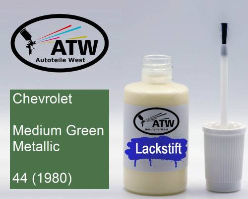 Chevrolet, Medium Green Metallic, 44 (1980): 20ml Lackstift, von ATW Autoteile West.